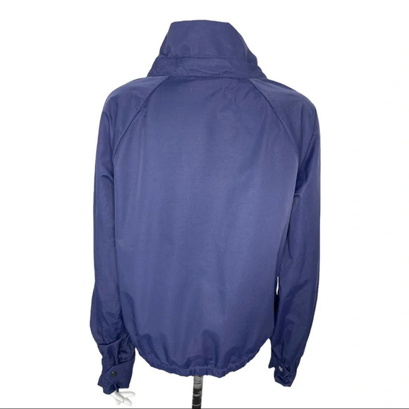 🛍️3/$40 Gap Jacket Cinched Collar Blue Ruffle Tie Neck Jacket Size Medium - Picture 4 of 5